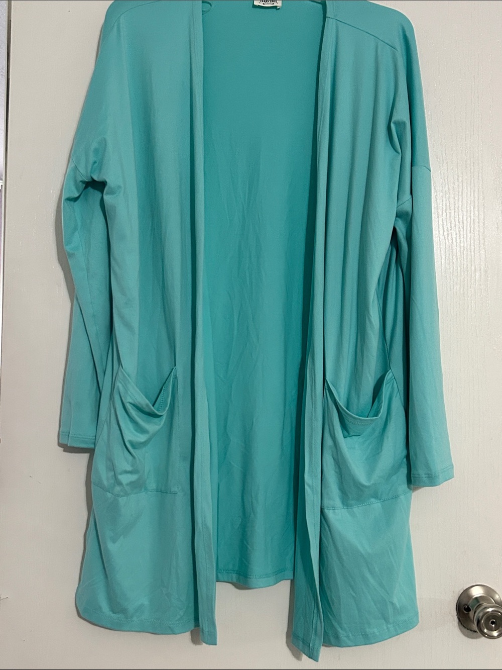 Women’s Open-Front Tunic Cardigan in Aqua